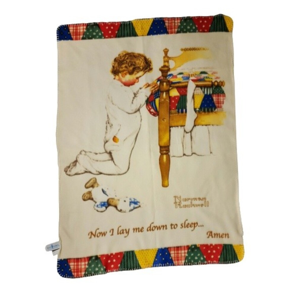 Boys Town Kids Fleece Blanket Now I Lay Me Down To Sleep Norman Rockwell 48"x33"